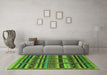 Machine Washable Oriental Green Industrial Area Rugs in a Living Room,, wshurb1289grn