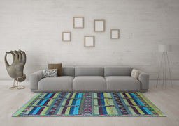Machine Washable Oriental Light Blue Industrial Rug in a Living Room, wshurb1289lblu