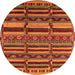 Round Machine Washable Oriental Orange Industrial Area Rugs, wshurb1289org