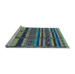 Sideview of Machine Washable Oriental Light Blue Industrial Rug, wshurb1289lblu
