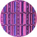 Round Machine Washable Oriental Purple Industrial Area Rugs, wshurb1289pur