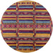 Round Mid-Century Modern Dark Raspberry Purple Oriental Rug, urb1289