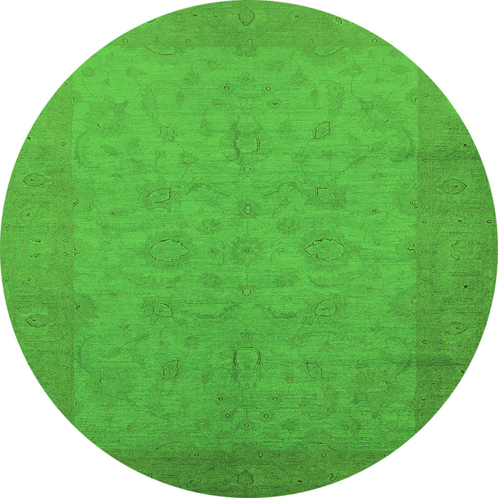 Round Oriental Green Industrial Rug, urb1290grn
