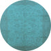 Round Oriental Light Blue Industrial Rug, urb1290lblu