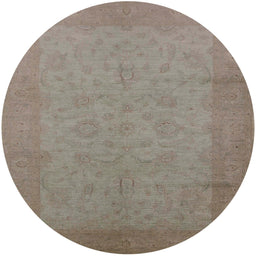 Round Mid-Century Modern Dark Almond Brown Oriental Rug, urb1290