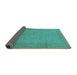 Sideview of Oriental Turquoise Industrial Rug, urb1290turq