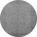 Round Machine Washable Oriental Gray Industrial Rug, wshurb1290gry