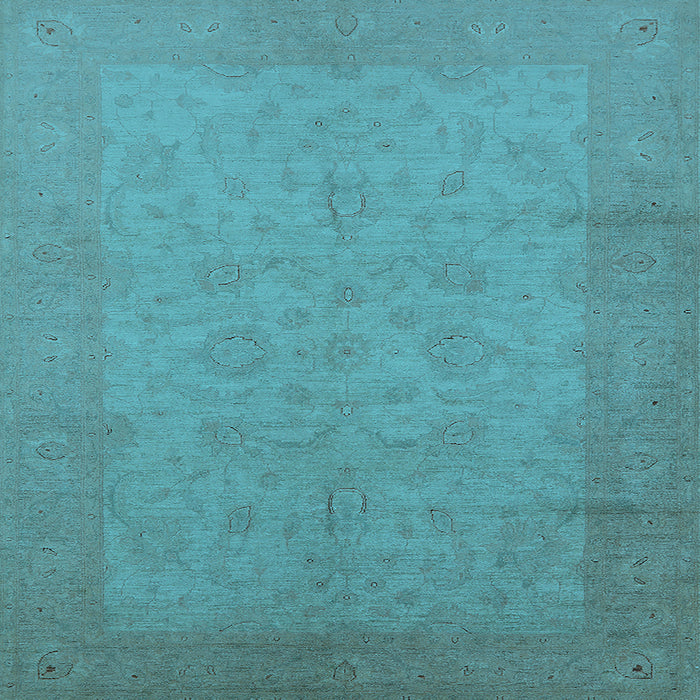 Square Machine Washable Oriental Light Blue Industrial Rug, wshurb1290lblu