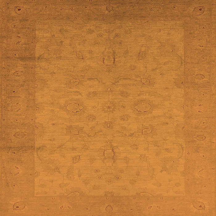 Square Machine Washable Oriental Orange Industrial Area Rugs, wshurb1290org