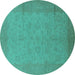 Round Oriental Turquoise Industrial Rug, urb1290turq