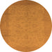 Round Machine Washable Oriental Orange Industrial Area Rugs, wshurb1290org