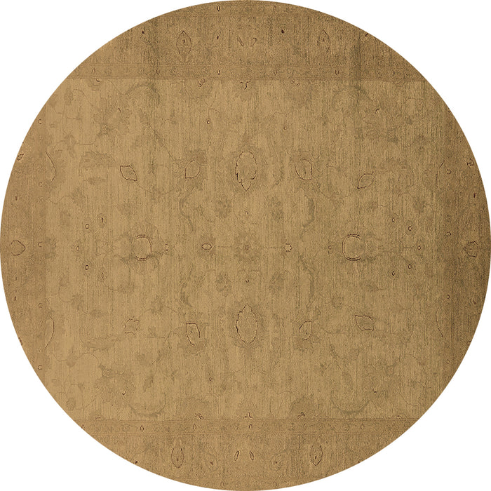 Round Oriental Brown Industrial Rug, urb1290brn