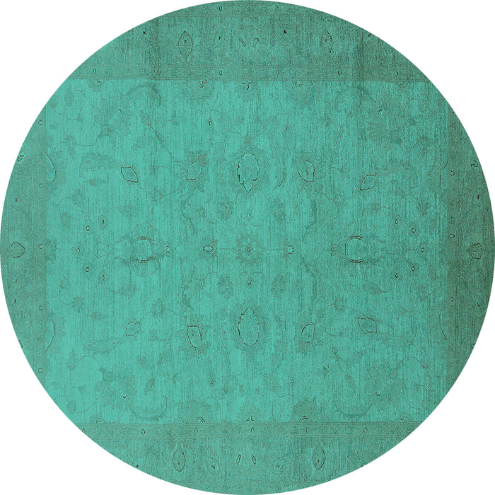 Round Machine Washable Oriental Turquoise Industrial Area Rugs, wshurb1290turq