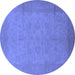 Round Oriental Blue Industrial Rug, urb1290blu