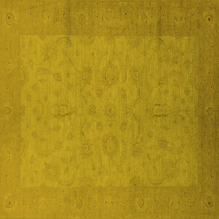 Square Machine Washable Oriental Yellow Industrial Rug, wshurb1290yw