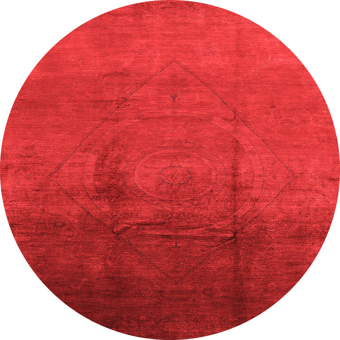 Round Machine Washable Oriental Orange Industrial Area Rugs, wshurb1291org