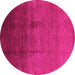 Round Machine Washable Oriental Pink Industrial Rug, wshurb1291pnk