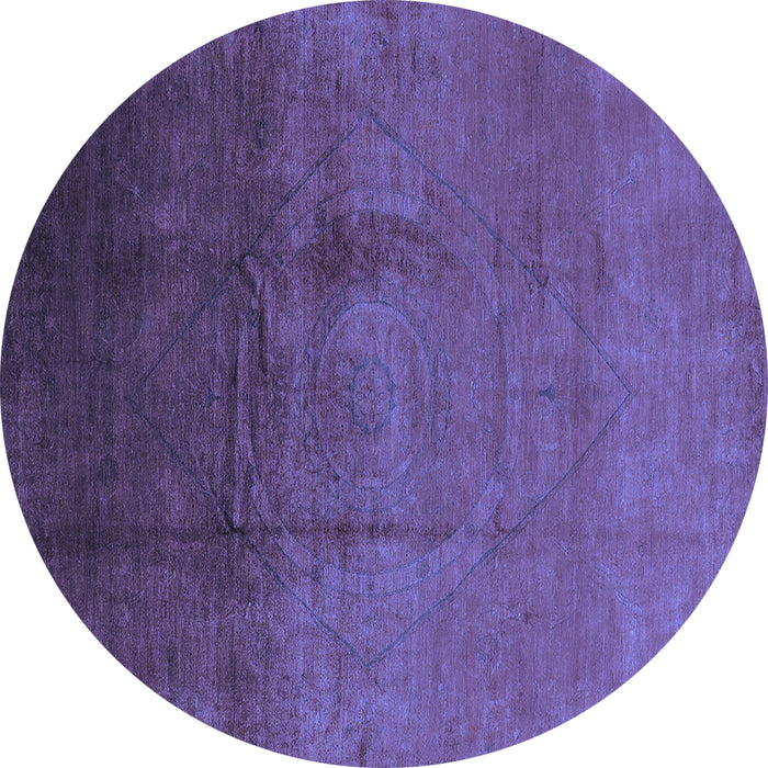 Round Machine Washable Oriental Blue Industrial Rug, wshurb1291blu