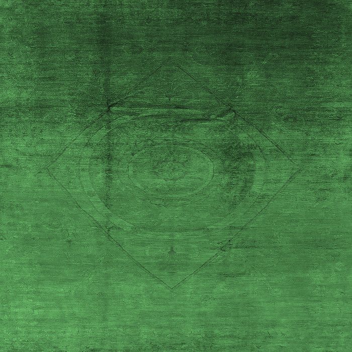 Square Machine Washable Oriental Emerald Green Industrial Area Rugs, wshurb1291emgrn