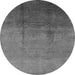 Round Machine Washable Oriental Gray Industrial Rug, wshurb1291gry