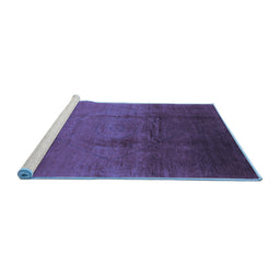 Sideview of Machine Washable Oriental Blue Industrial Rug, wshurb1291blu