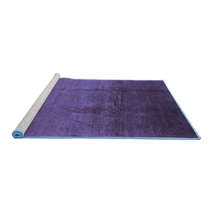 Sideview of Machine Washable Oriental Blue Industrial Rug, wshurb1291blu