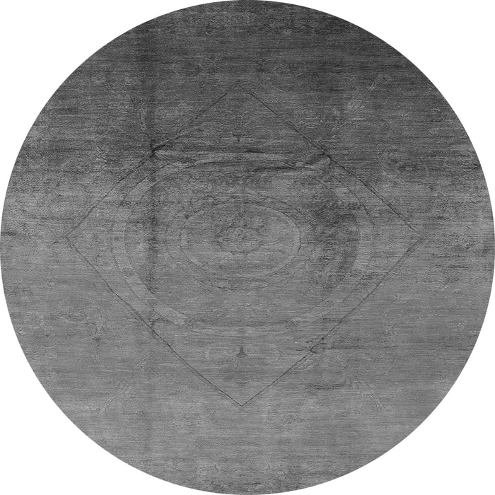 Round Oriental Gray Industrial Rug, urb1291gry