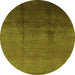 Round Oriental Green Industrial Rug, urb1291grn