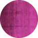 Round Oriental Purple Industrial Rug, urb1291pur