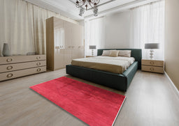 Mid-Century Modern Red Oriental Rug in a Bedroom, urb1291
