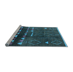 Sideview of Machine Washable Oriental Light Blue Industrial Rug, wshurb1292lblu