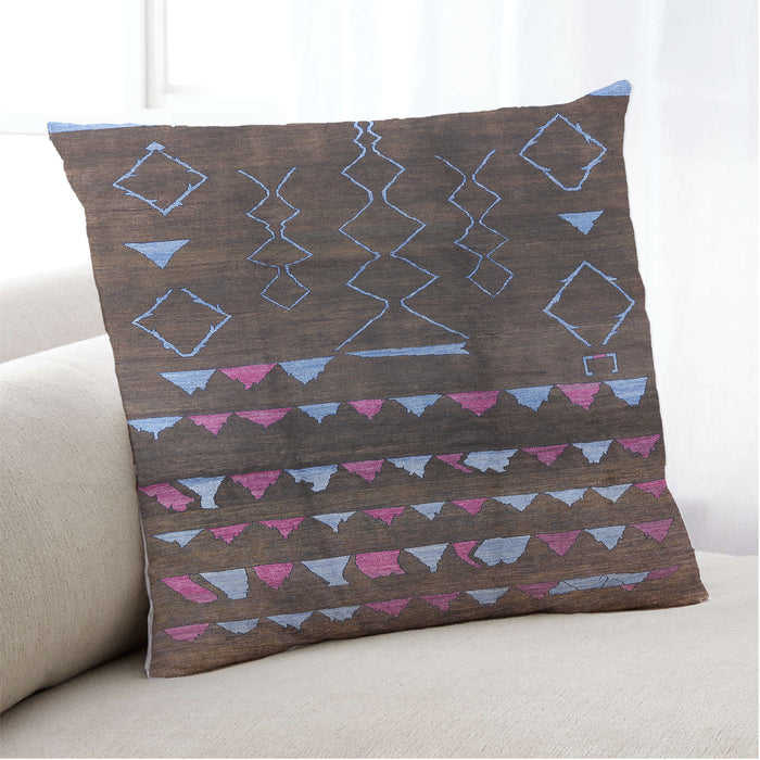 Lifestyle Image of Mid-Century Modern Urban Square Mauve Taupe Purple Throw Pillow, 18 inch by 18 inch, pwurb1292