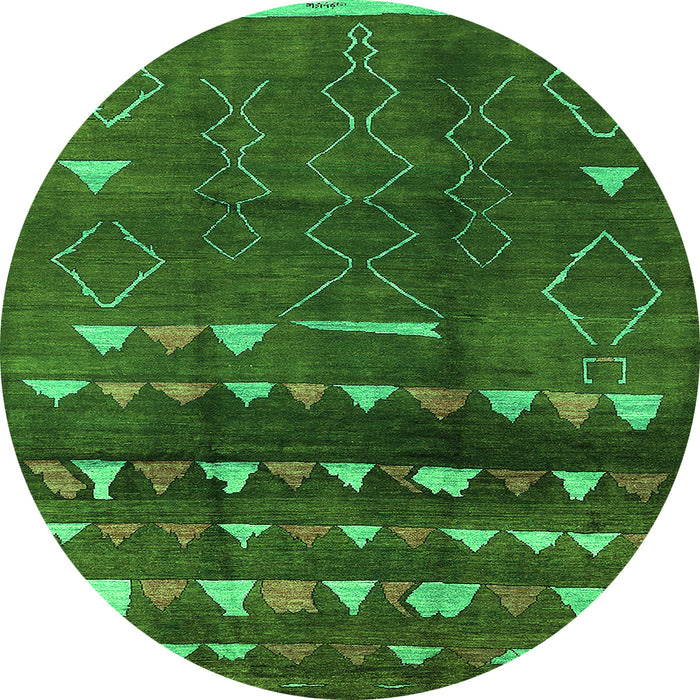 Round Oriental Green Industrial Rug, urb1292grn