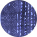 Round Oriental Blue Industrial Rug, urb1292blu