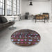 Round Machine Washable Industrial Modern Mauve Taupe Purple Rug in a Office, wshurb1292