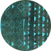 Round Oriental Turquoise Industrial Rug, urb1292turq