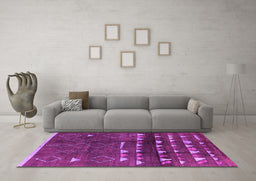 Machine Washable Oriental Pink Industrial Rug in a Living Room, wshurb1292pnk