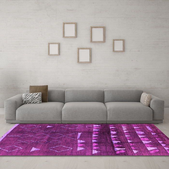 Machine Washable Oriental Pink Industrial Rug in a Living Room, wshurb1292pnk