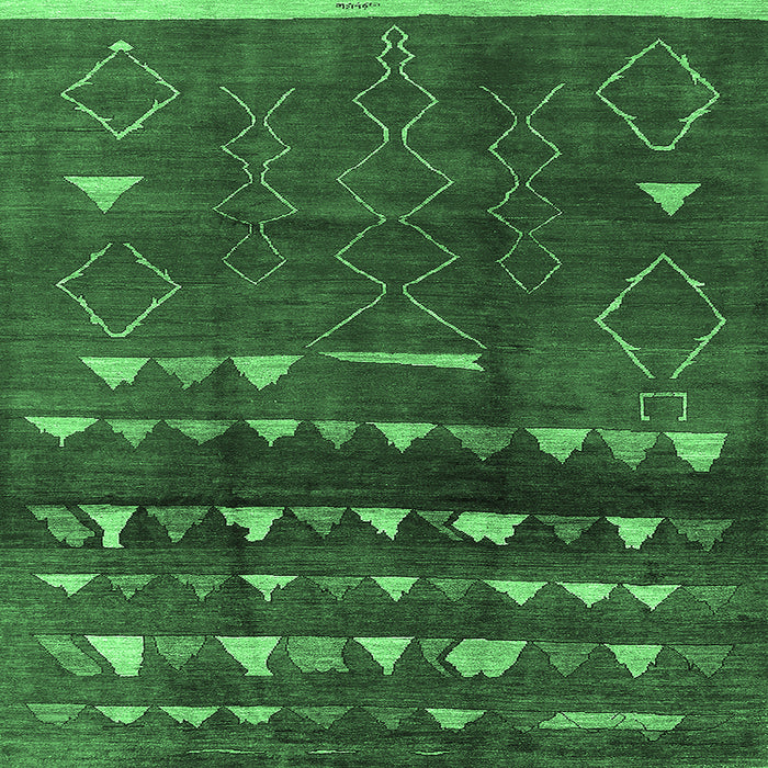 Square Oriental Emerald Green Industrial Rug, urb1292emgrn