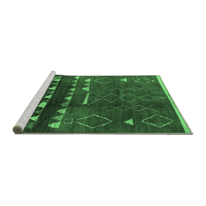 Sideview of Machine Washable Oriental Emerald Green Industrial Area Rugs, wshurb1292emgrn