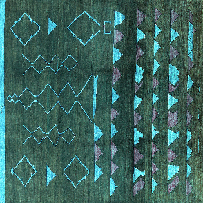 Square Oriental Turquoise Industrial Rug, urb1292turq