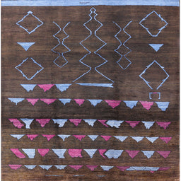 Square Mid-Century Modern Mauve Taupe Purple Oriental Rug, urb1292