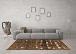 Machine Washable Oriental Brown Industrial Rug in a Living Room,, wshurb1292brn
