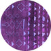 Round Machine Washable Oriental Purple Industrial Area Rugs, wshurb1292pur