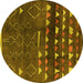 Round Oriental Yellow Industrial Rug, urb1292yw