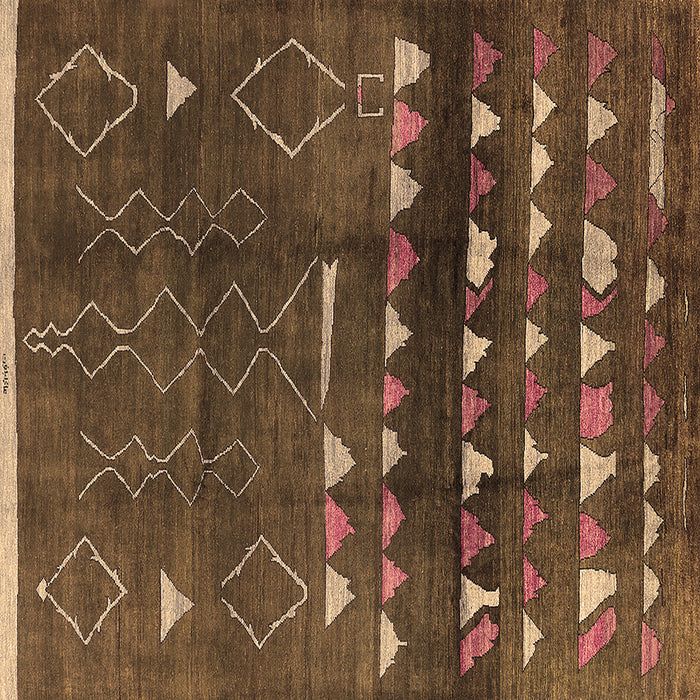 Square Oriental Brown Industrial Rug, urb1292brn