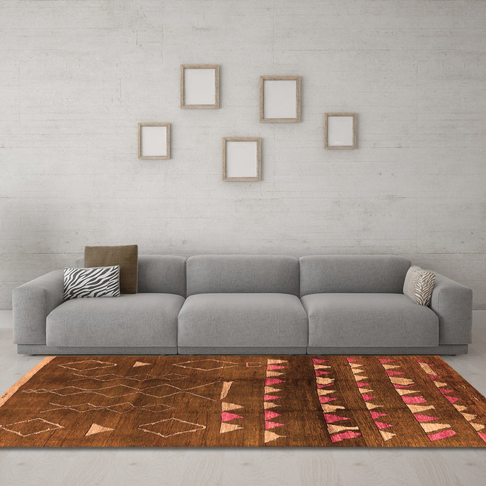 Machine Washable Oriental Orange Industrial Area Rugs in a Living Room, wshurb1292org