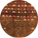 Round Oriental Orange Industrial Rug, urb1292org