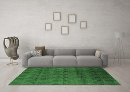 Machine Washable Oriental Emerald Green Industrial Area Rugs in a Living Room,, wshurb1293emgrn