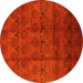 Round Oriental Yellow Industrial Rug, urb1293yw